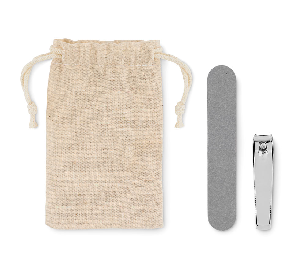 240452-EC Manikir set Nail-up grickalica i rašpica za nokte u pam. torbici s vezicom