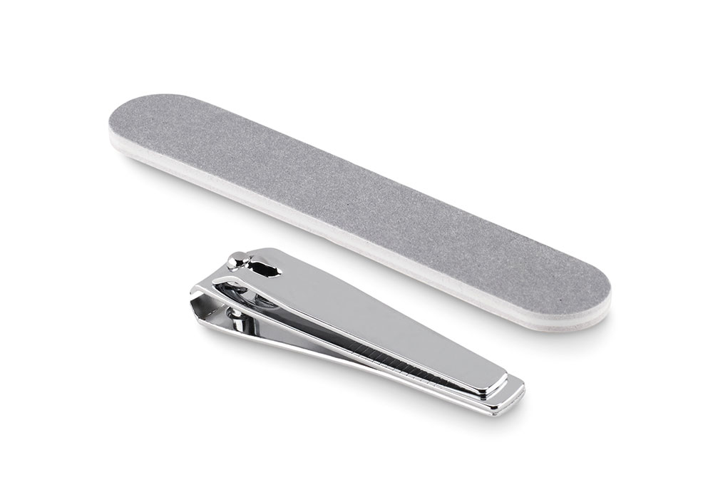 240452-EC Manikir set Nail-up grickalica i rašpica za nokte u pam. torbici s vezicom