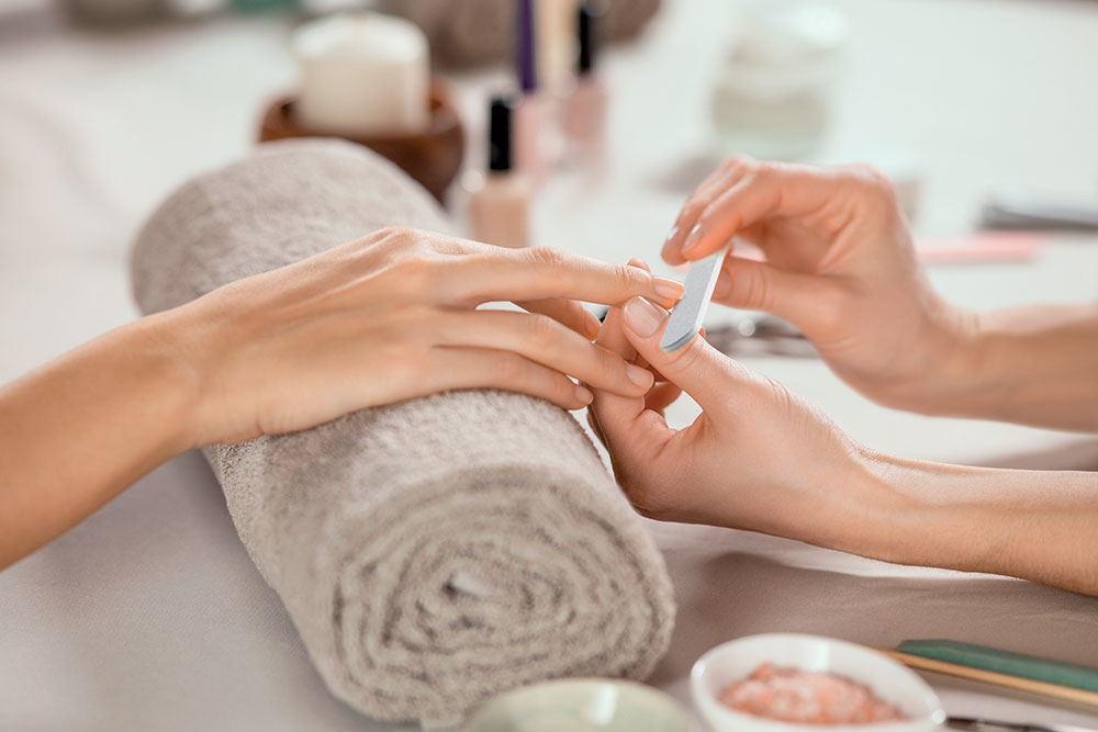 240452-EC Manikir set Nail-up grickalica i rašpica za nokte u pam. torbici s vezicom