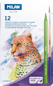 Set crtaći MILAN Todocolor met.kut: 12 bezdrv akvarel bojica+kist P12/48