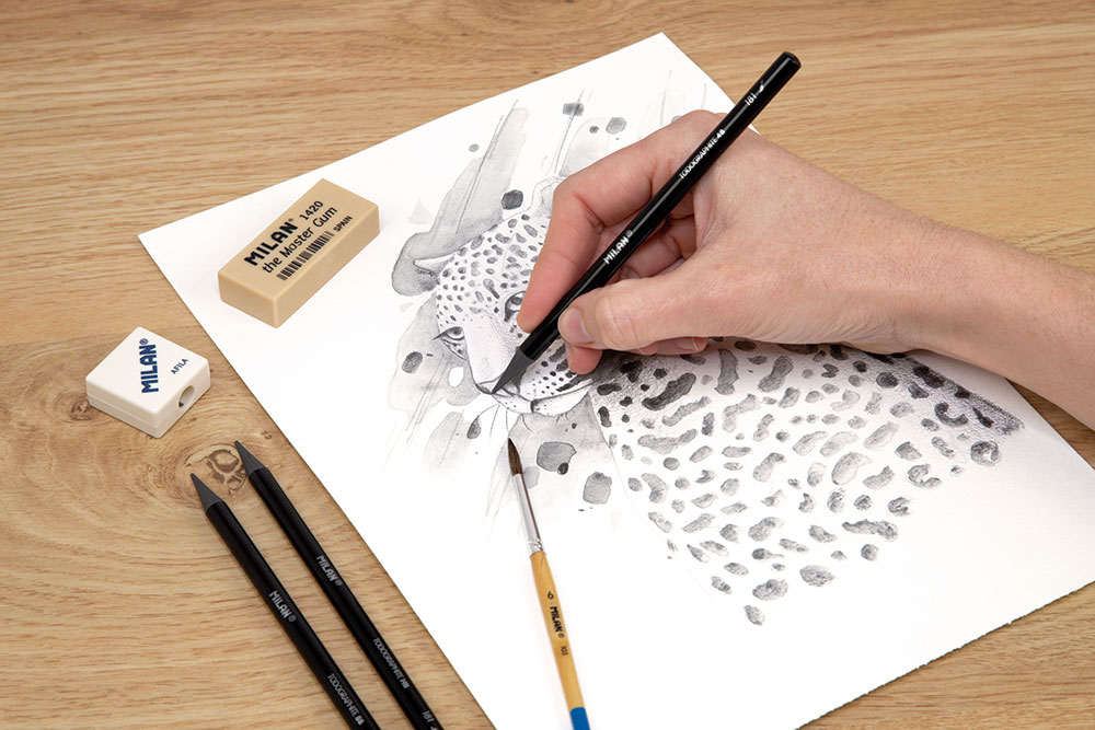 241051-EC Set crtaći  MILAN Todographite met.kut: ol.graf.HB 4B 8B+kist+gum+šilljiloP12/48