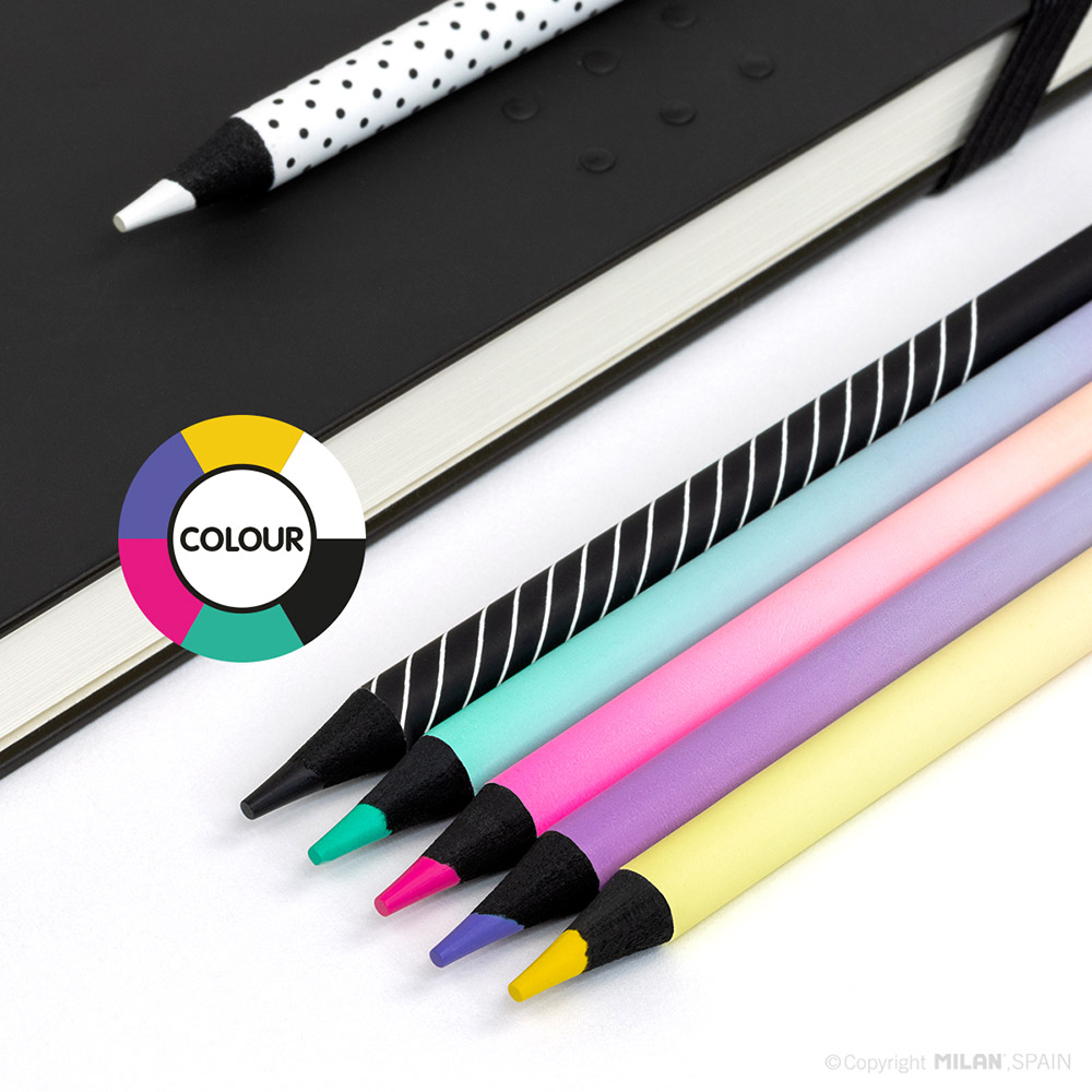 241318-EC Boje drvene  6/1 duge MILAN Sunset crno drvo, debela mina karton bls P24/144