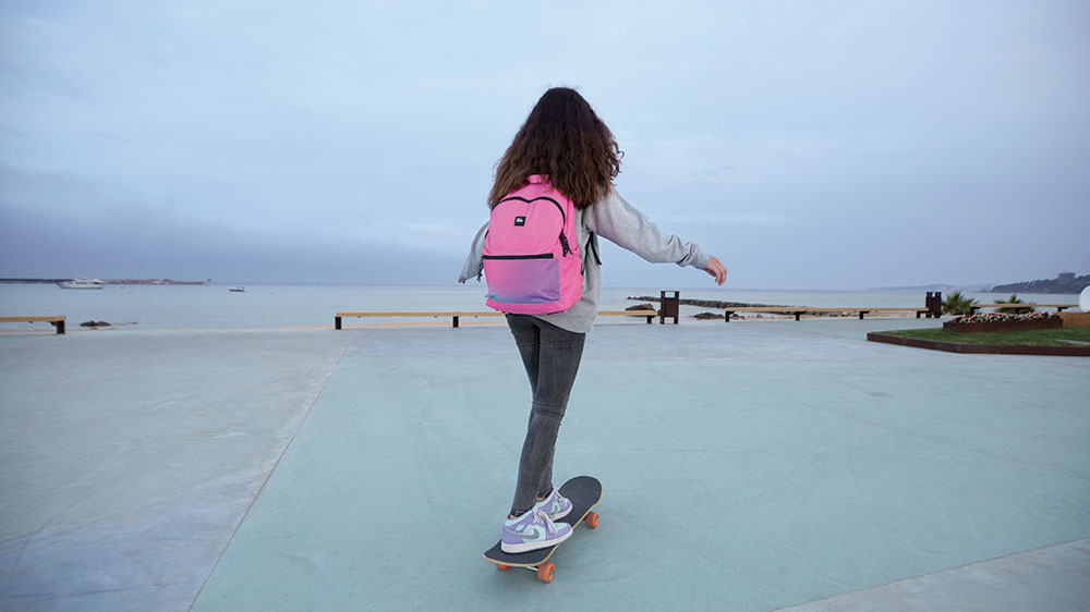 241401-EC Ruksak MILAN urban klasik 2 zipa 22lit Sunset rozi P5