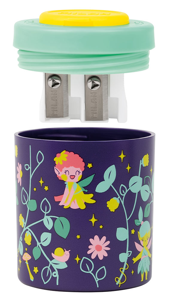 241906-EC Šiljilo plastično 2 rupe MILAN Collection Fairy Tale sort display P12/60/180