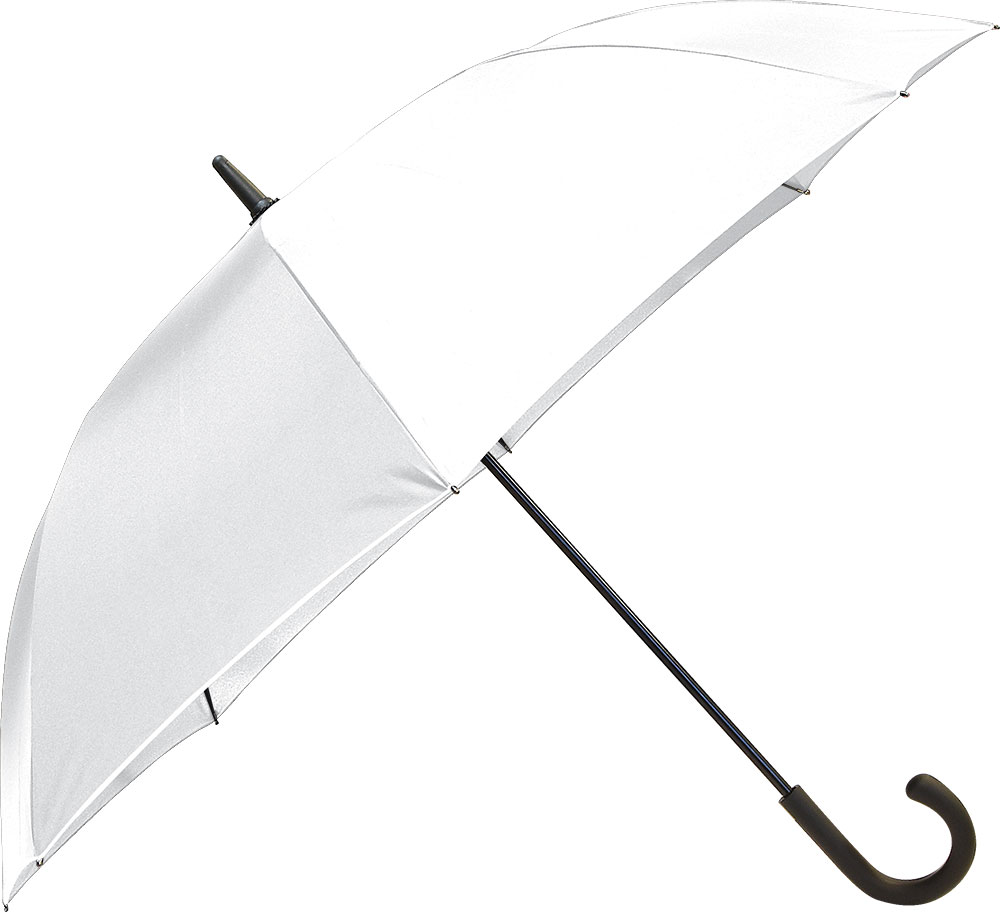 242287-EC Kišobran Aurora bijeli 8-panelni aut. gumirana drška, refl. rub P12/48