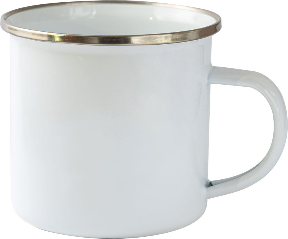 242441-EC Šalica RETRO od emajla sublimacijska 350 ml bijela