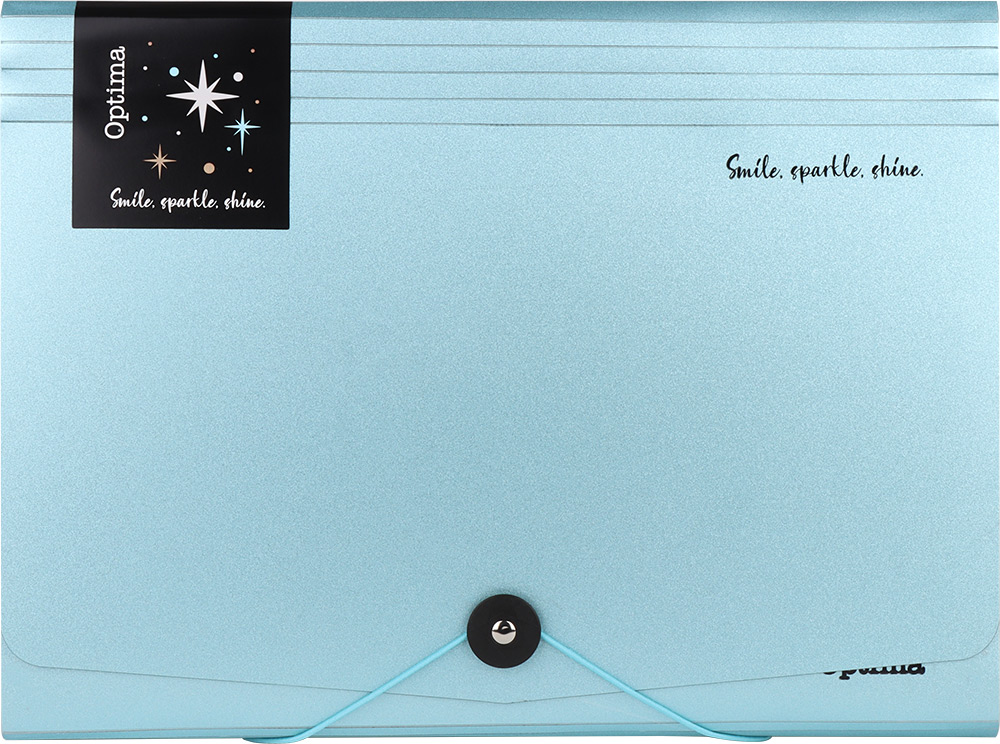 242982-EC Mapa harmonika PVC A4 12 preg. OPTIMA Glitter sort.boje 120370 P12/48