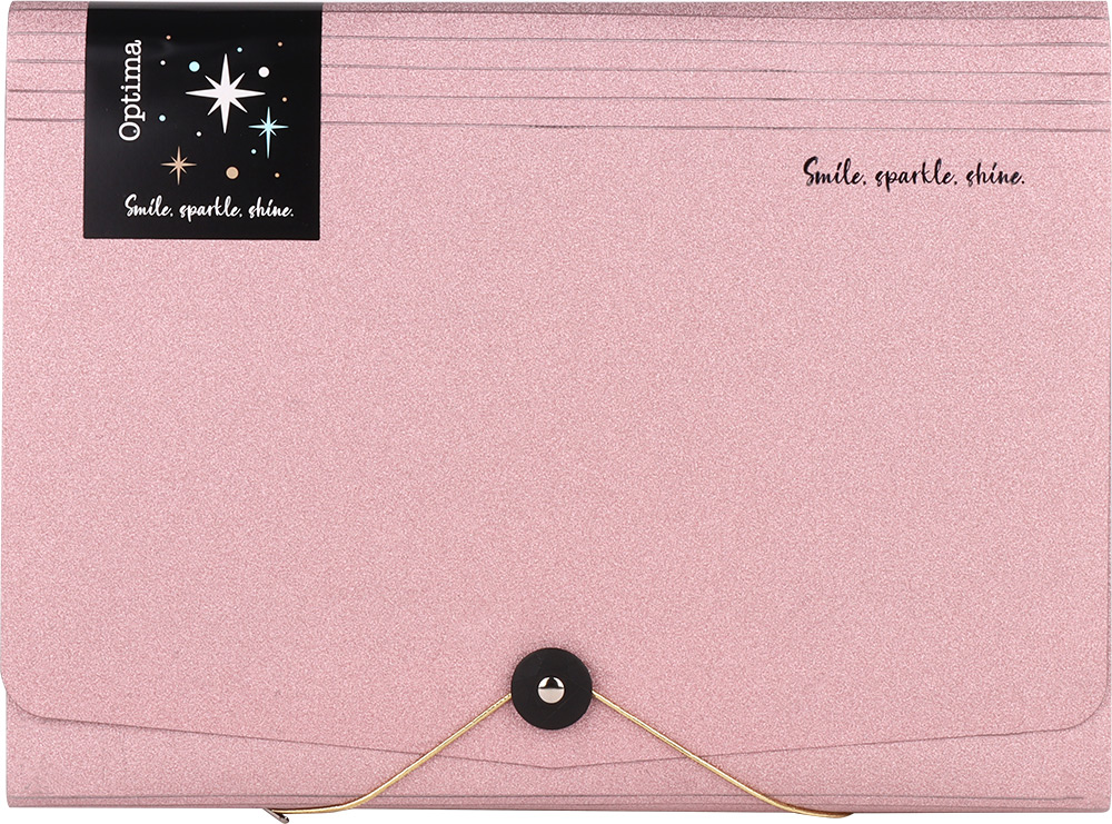 242982-EC Mapa harmonika PVC A4 12 preg. OPTIMA Glitter sort.boje 120370 P12/48