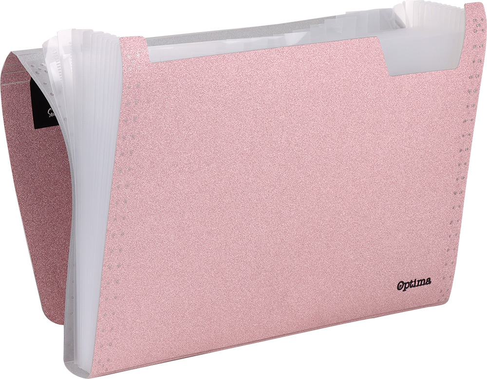 242982-EC Mapa harmonika PVC A4 12 preg. OPTIMA Glitter sort.boje 120370 P12/48