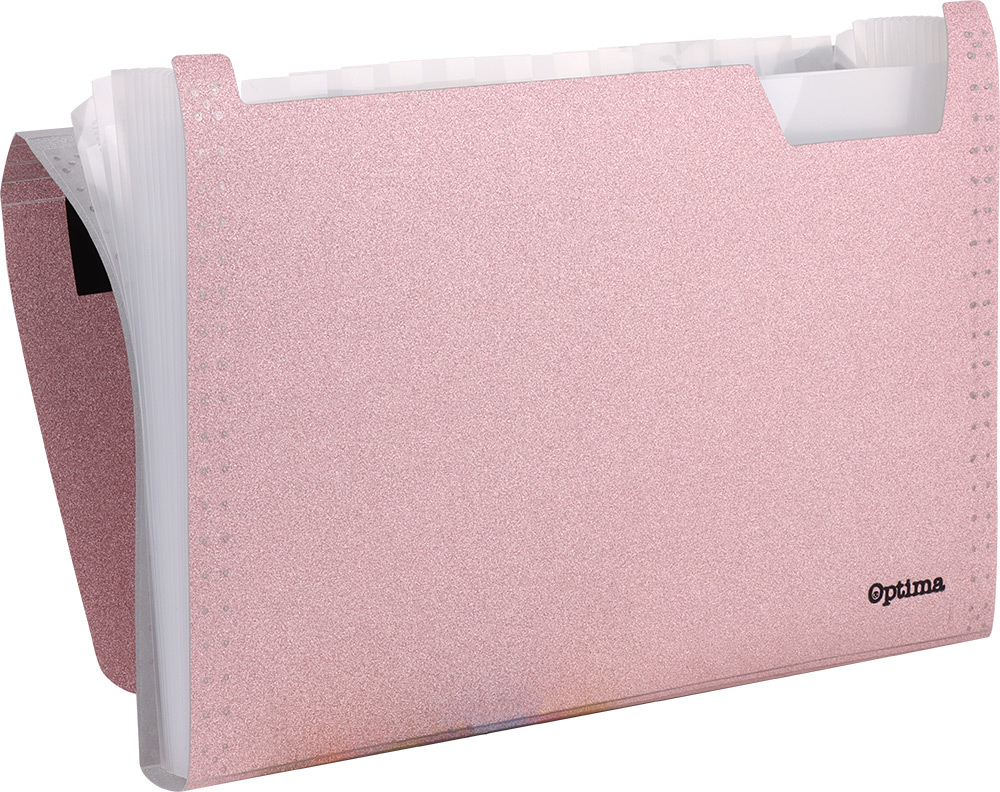 242982-EC Mapa harmonika PVC A4 12 preg. OPTIMA Glitter sort.boje 120370 P12/48