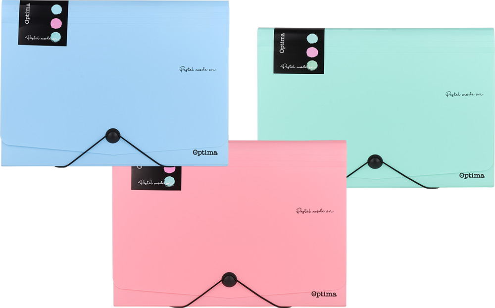 242995-EC Mapa harmonika PVC A4 12 preg. OPTIMA Pastel sort.boje 120380 P12/48