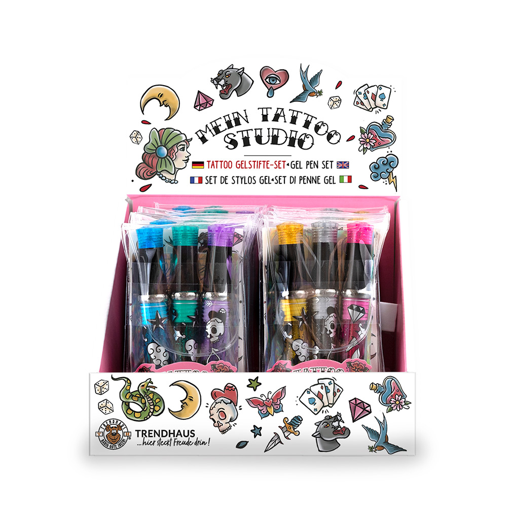 243092-EC Gel pen glitter Tattoo 3/1 P12/192 NETTO