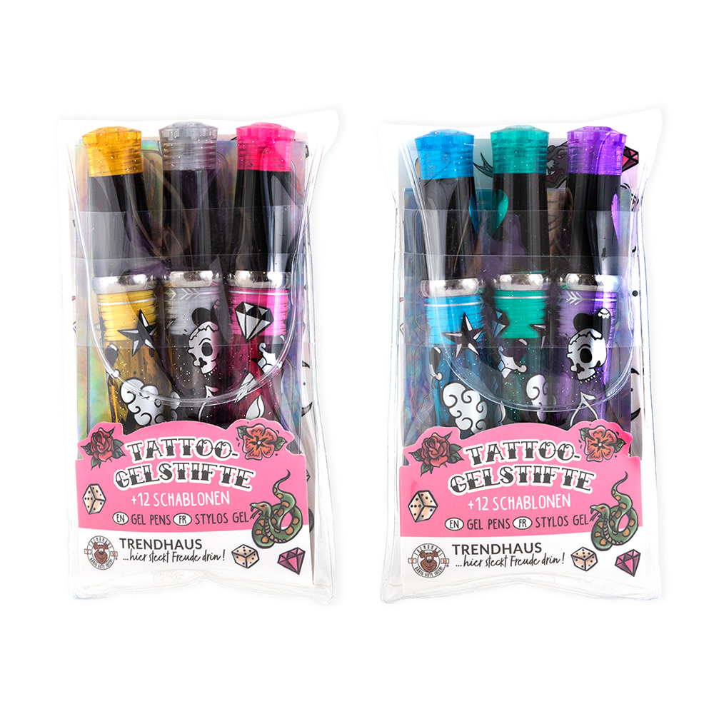 243092-EC Gel pen glitter Tattoo 3/1 P12/192 NETTO