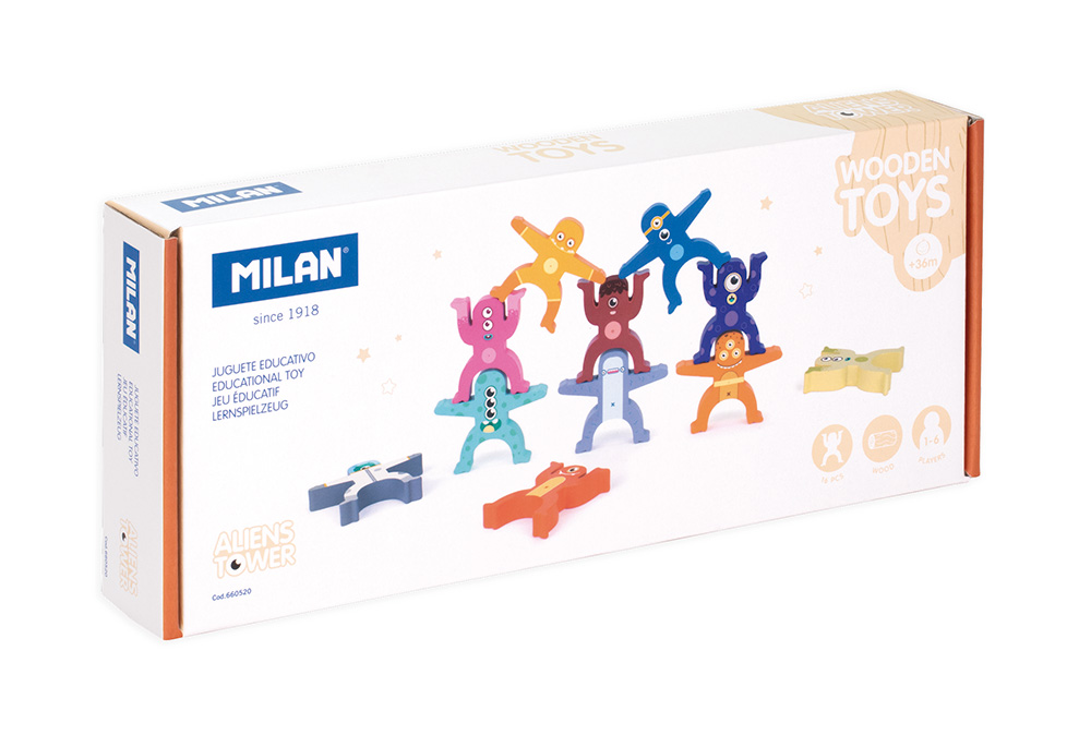 243138-EC Igra edukativna drvena slagalica MILAN ALIENS TOWER//VANZEMALJCI P6