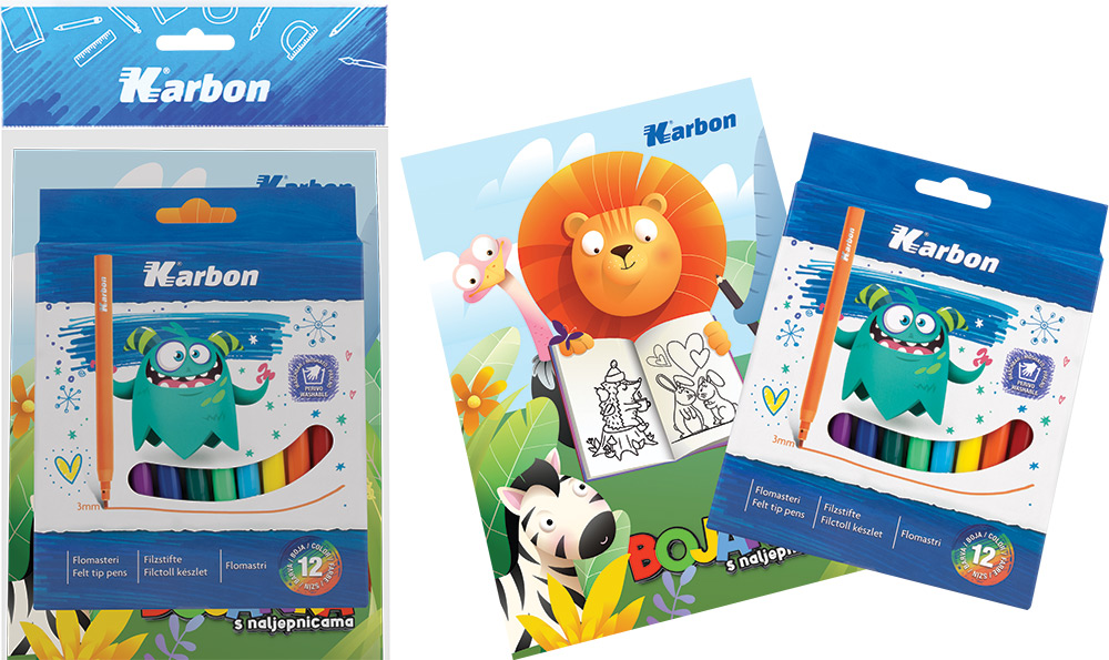 243238-EC Set bojanka A5 s naljepnicama + flomasteri 12/1 Karbon