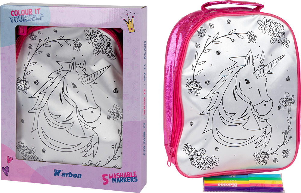 243736-EC Ruksak za bojanje s 5 flomastera Karbon UNICORN WORLD P12