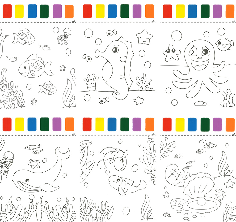 243772-EC Bojanka za djecu Akvarel listovi sa kistom Karbon B5, 6 listova, bls P50