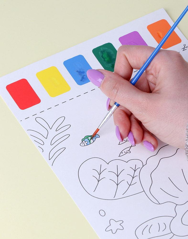 243772-EC Bojanka za djecu Akvarel listovi sa kistom Karbon B5, 6 listova, bls P50