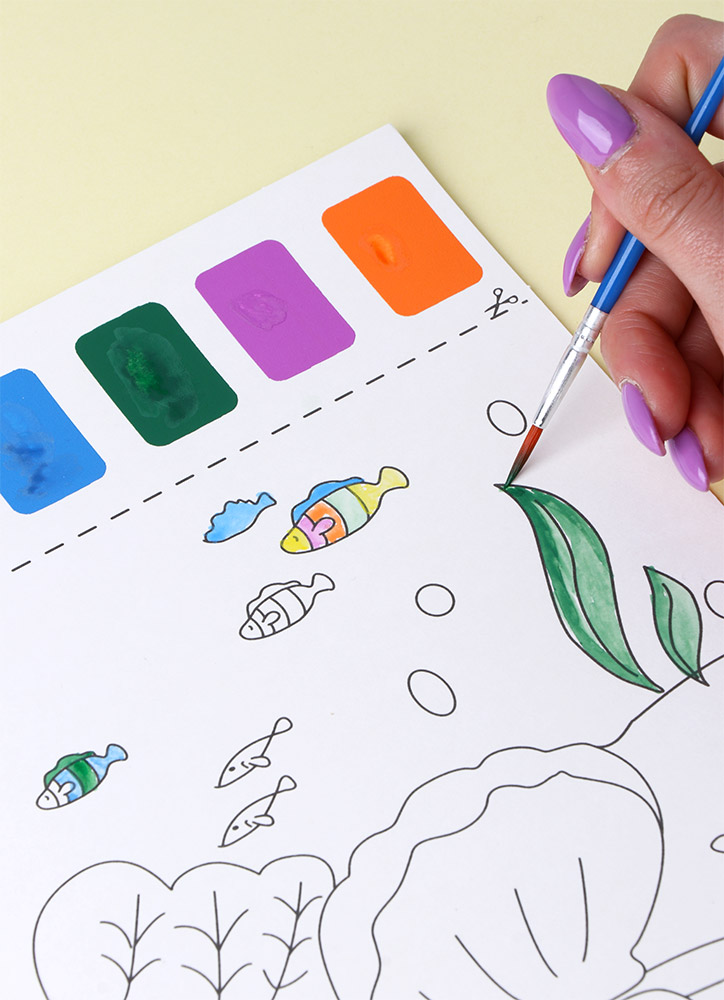 243772-EC Bojanka za djecu Akvarel listovi sa kistom Karbon B5, 6 listova, bls P50