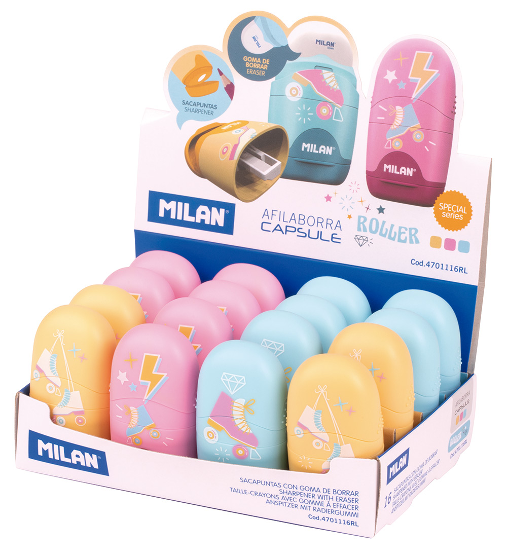 244533-EC Gumica+šiljilo MILAN Capsule Roller plastično s kućištem P16/160