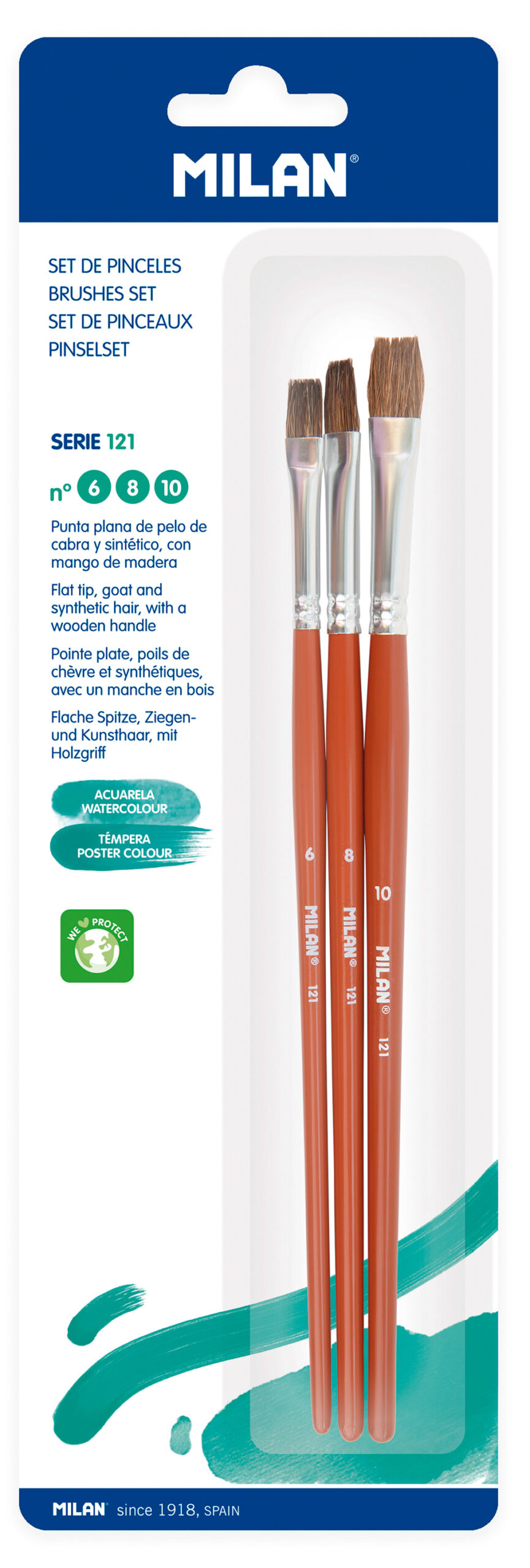 244556-EC Kist MILAN akvarel/vod.boje bls 3/1 (br.6-8-10) serija 121 drvena drška P10/200