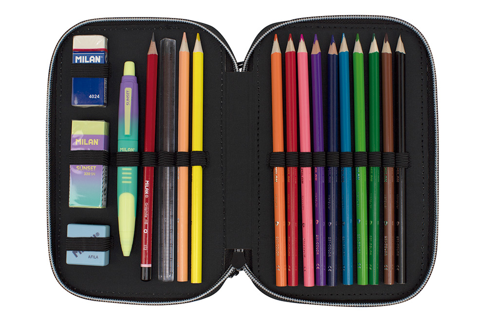 244625-EC Pernica dvostruka sa priborom MILAN Sunset serija, crna i zelena P12