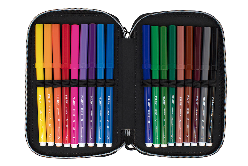 244625-EC Pernica dvostruka sa priborom MILAN Sunset serija, crna i zelena P12