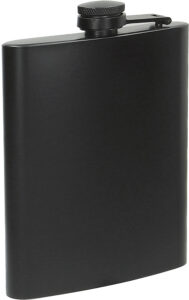 244691-EC Pljoska Brandy Mat crna 200 ml crna nehrđajući čelik P100