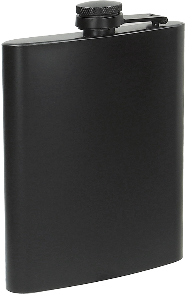 244691-EC Pljoska Brandy Mat crna 200 ml crna nehrđajući čelik P100