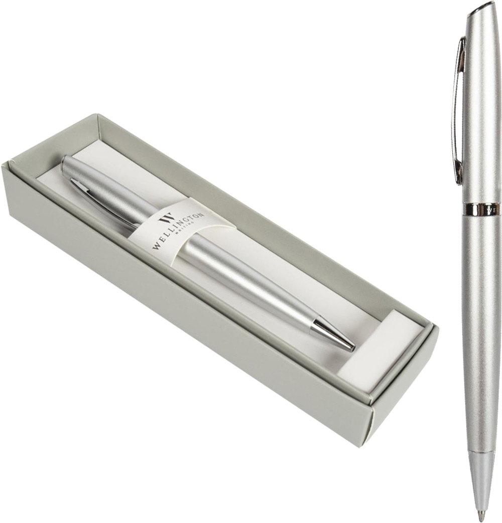 244848-EC Set pisaći Toledo Wellington kemijska olovka u poklon kutiji srebrna
