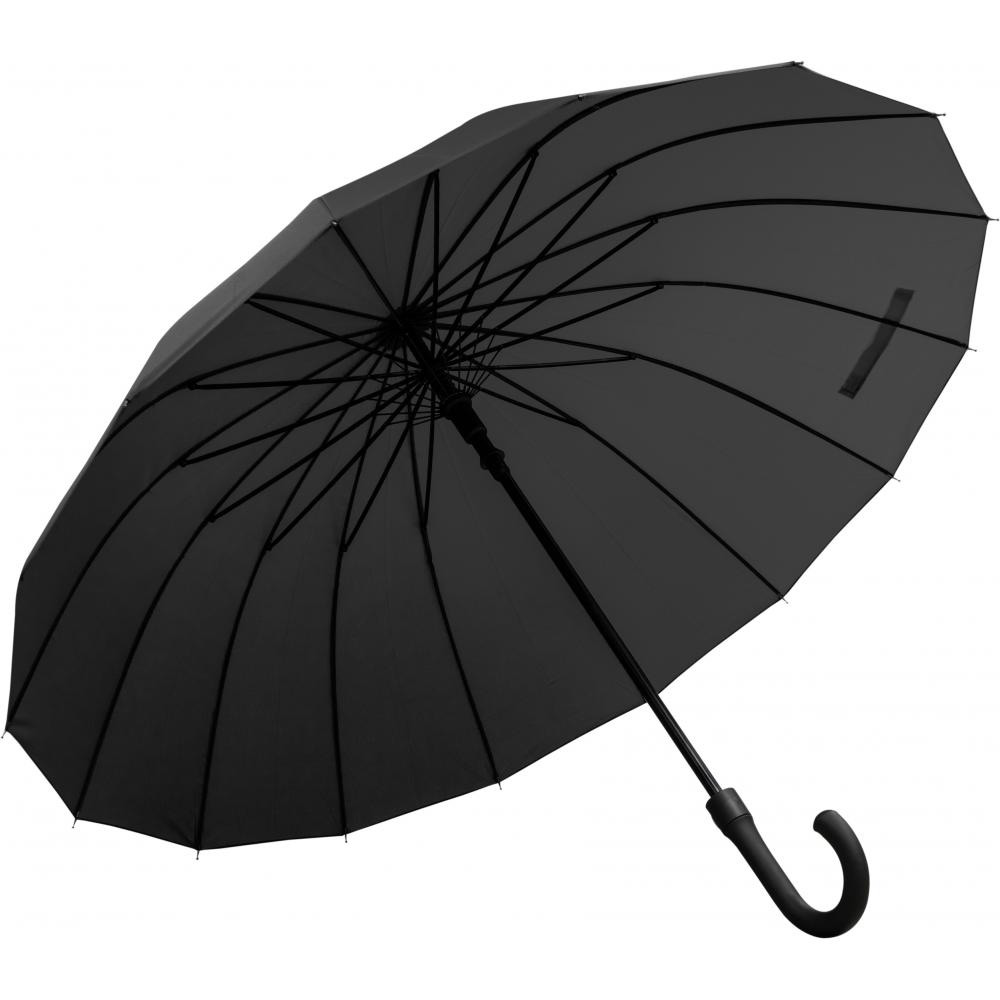 244850-EC Kišobran Astar Black 16-panelni  crni PVC  drška, aut. P12/48