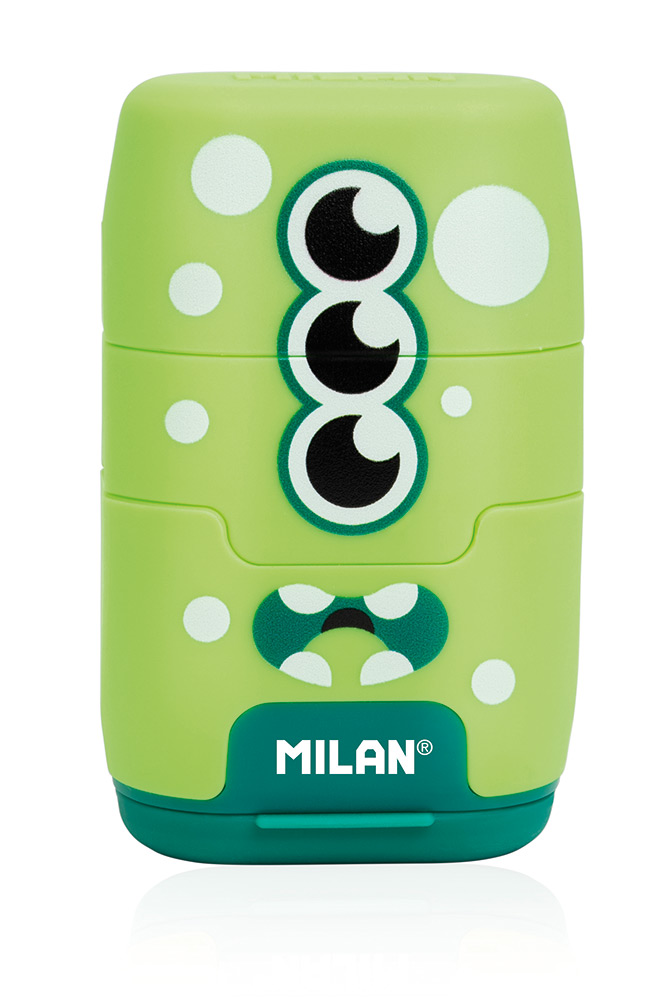 245821-EC Gumica+šiljilo dvostruko MILAN Compact Aliens sort display P16/128