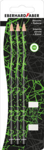 Set grafitna olovka x3 + gumica neon zelena Eberhard Faber