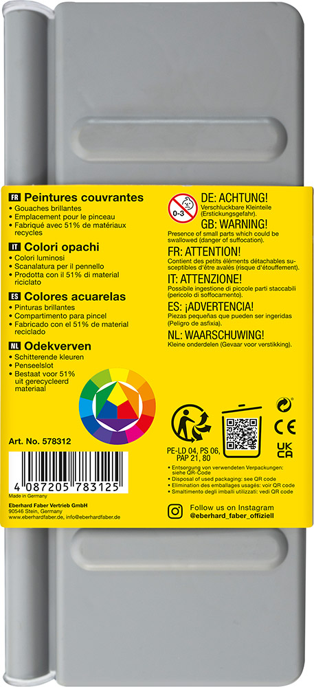 246300-EC Boje vodene 12/1 s paletom + opaque bijela tempera EBERHARD FABER Winner P6/90