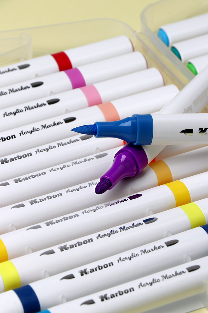 246323-EC Marker akrilni KARBON dvostruki vrh kist/okrugli 24/1 P12/48