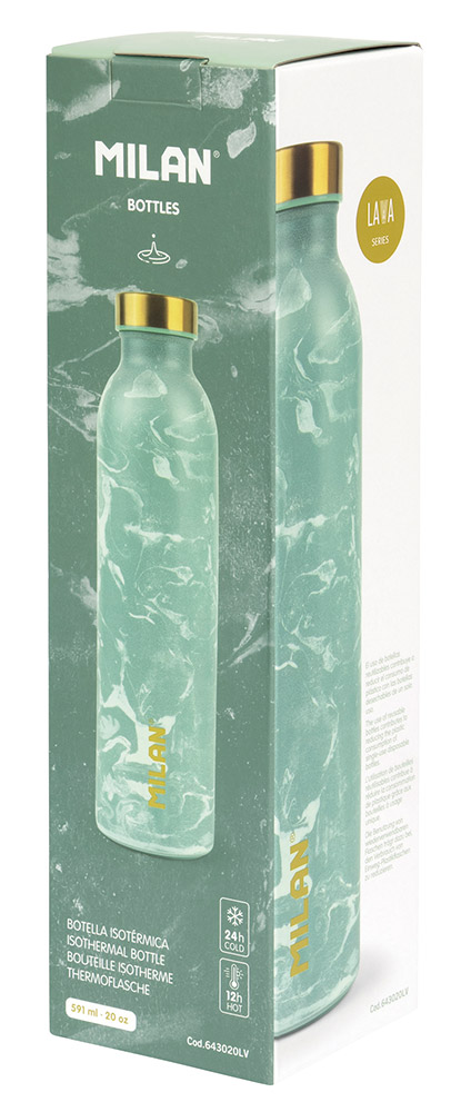 246496-EC Boca za vodu MILAN LAVA 591ml, isotermalna, nehrđajući čelik, zelena P12