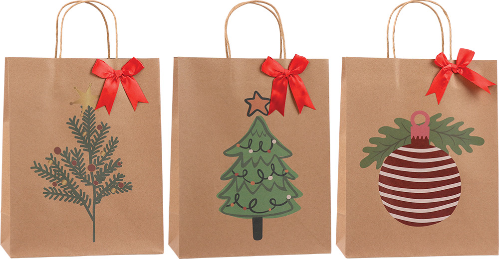 246676-EC Vrećica L natron ekskluziv božićna sa mašnom 33x26x12cm 77682 P12/144