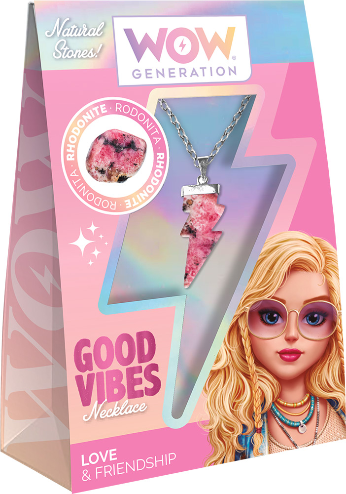 246998-EC Ogrlica s privjeskom od dragog kamena WOW Generation Good Vibes, sort P6/36