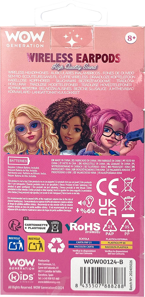 247012-EC Slušalice bežične earpods WOW Generation u kutiji, sort P6/24