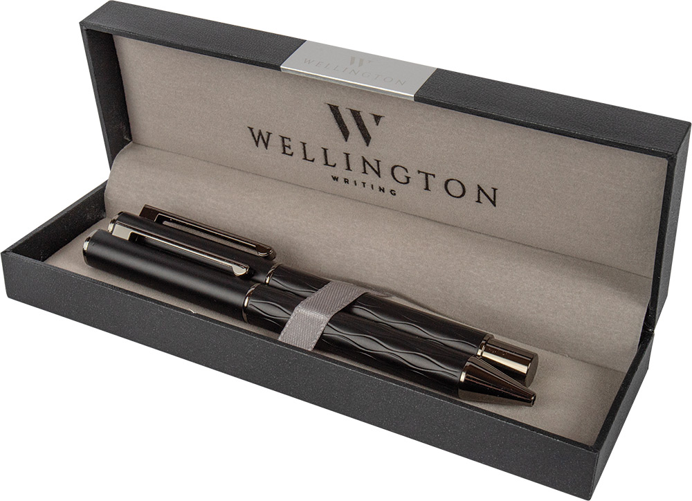 247581-EC Set pisaći Wellington Infinity ol.kem. I naliv pero u poklon kutiji crni
