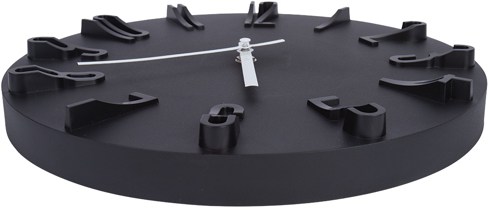 247607-EC Sat zidni Virrat 30 cm crni s 3D brojevima